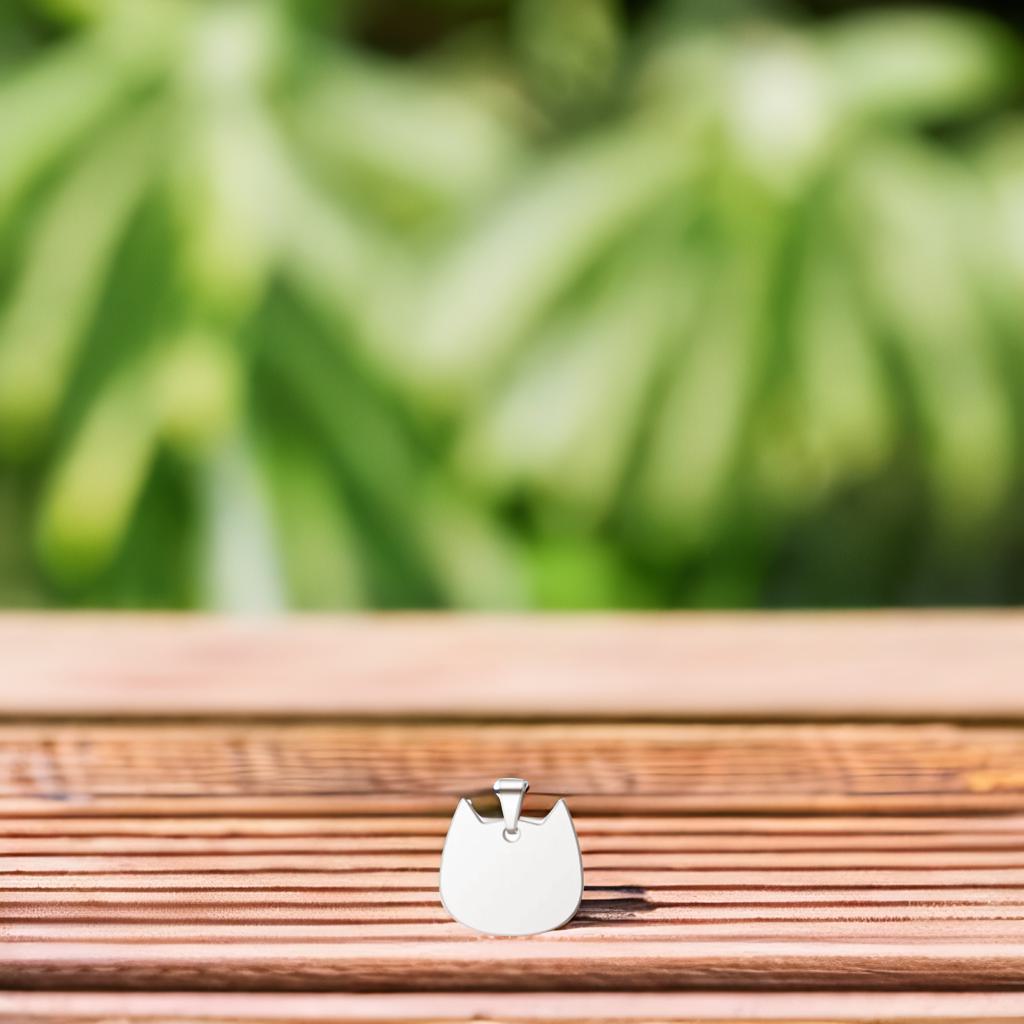 Silver Cat Pet ID Tag