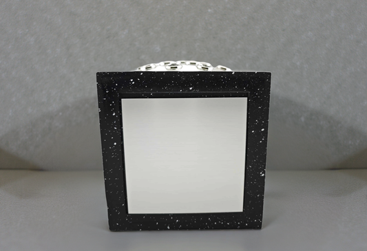 Black Resin Stone Effect Rose Bowl With Silver Plate