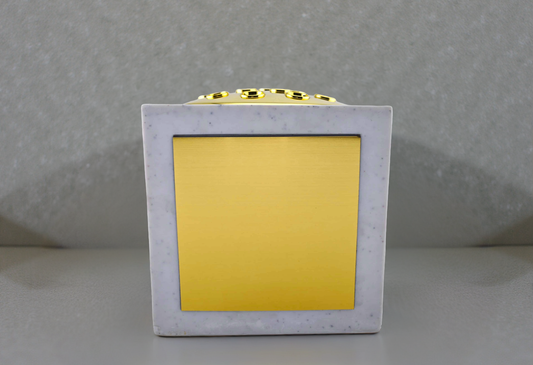 White Resin Stone Effect Rose Bowl With Gold Plate