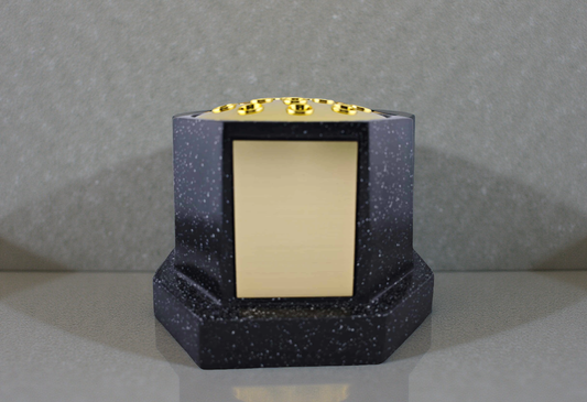 Black Resin Stone Effect Octagon Rose Bowl With Gold Plate