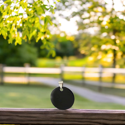 Round Black Pet ID Tag