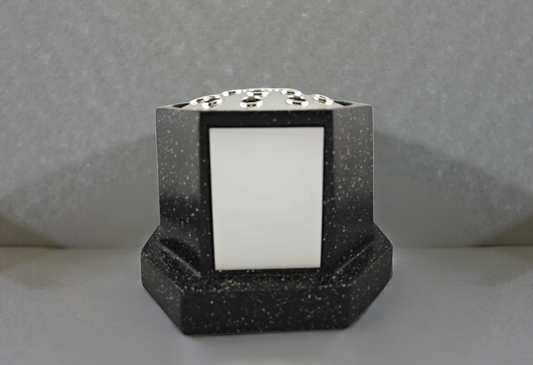 Black Resin Stone Effect Octagon Rose Bowl With Silver Plate